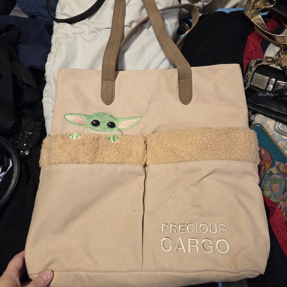 Loungefly Beige and Green Tote Bag